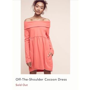 Anthropologie Pink/Red Off-Shoulder Dress